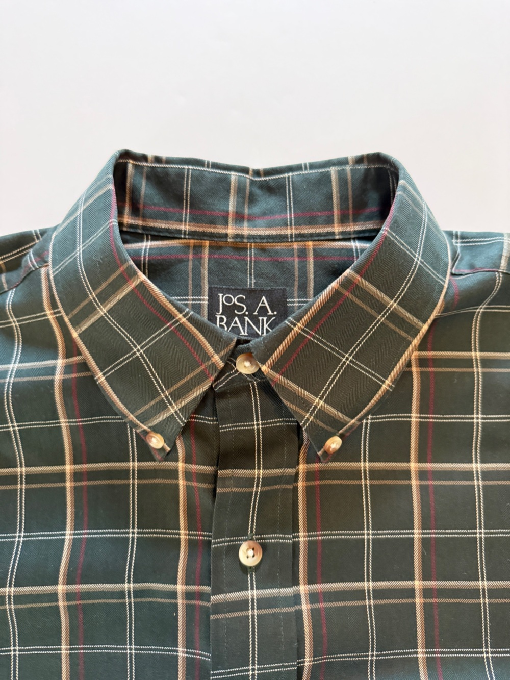 Jos. A. Bank Traveler’s Collection Plaid  Shirt – Men’s Large – 100% Cotton